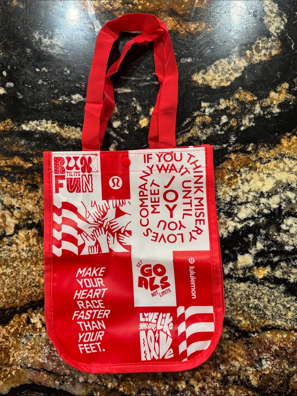 New Lululemon athletica Red and White Graphic Tote